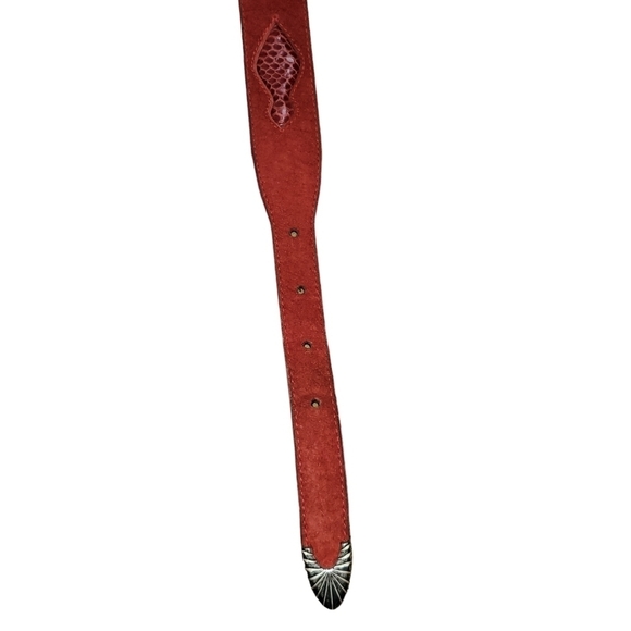 Vintage Liz Claiborne Suede Snake Skin Red Belt M